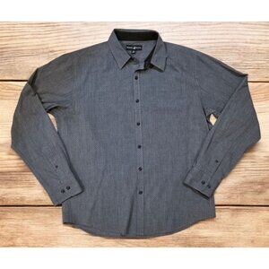 Beverly Hills Polo Club Shirt Mens Size XL Black Dk Gray Long Sleeve Button Up